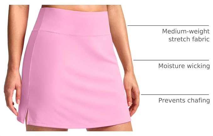 16" Skorts with 2 Pockets | Side Slits, High Waisted, A Line, Casual, Pickleball, Athletic, Golf, Tennis Skirt, for Women