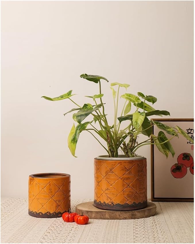 Vases for Flowers Ceramic Plant Pot Handmade Terracotta Planter Indoor Outdoor Round Flower Home Decor