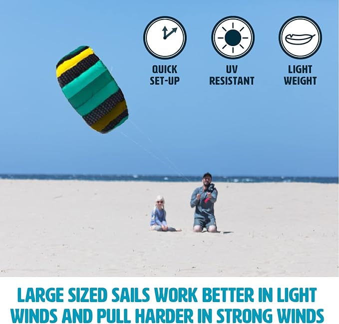 HQ Symphony Beach III 1.3 Stunt Kite, Aqua, Dual Line Foil Sport Kite