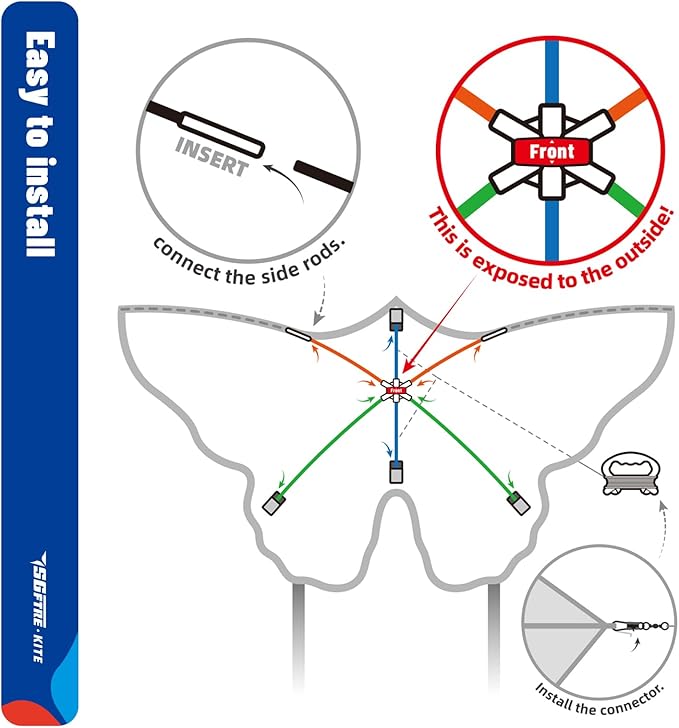 SGftre Butterfly Kite for Boys and Girls Easy Flight Hand Kites Perfect Outdoor Toy for Kids and Adults, Great for Beach Fun and Outdoor Activities, Great Gift for Kids (Blue Dreamy Butterfly)