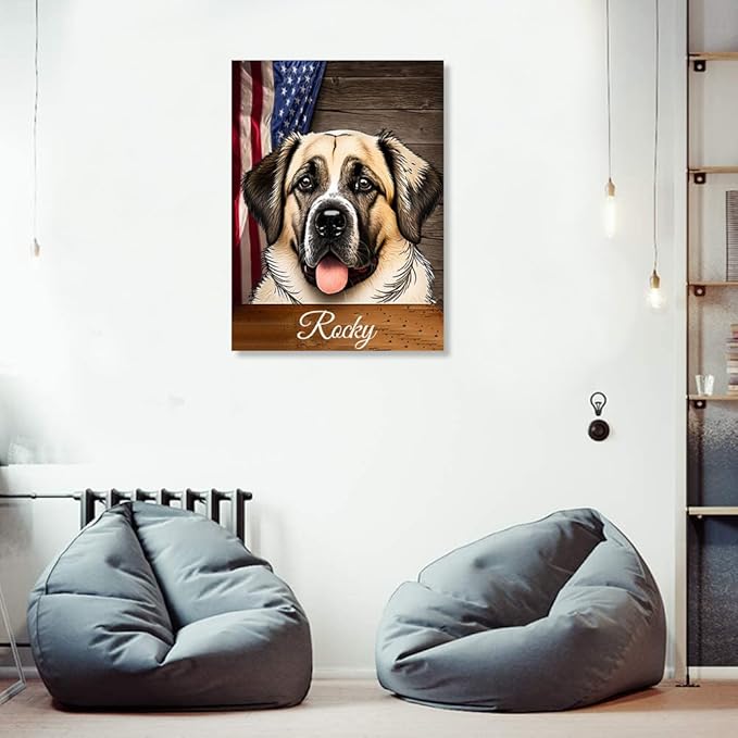 Custom Wooden Jigsaw Puzzles with Your Dog's Name on Anatolian Shepherd Art Print - 300 500 1000PCS Puzzles Game and Home Wall Decor