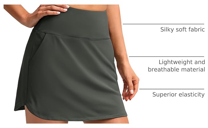 16'' Skorts for Women with 4 Pockets Athletic Tennis Golf Skirt | Built-in Shorts, High Waisted, Stretchy, A Line, Casual, Pickleball, Skort