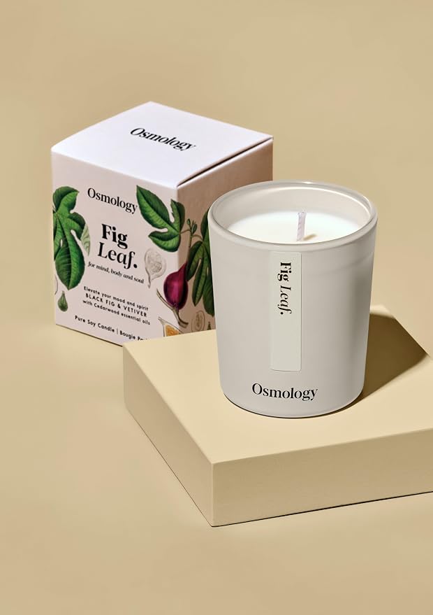 Fig Leaf Aromatherapy Candle – Fig, Coconut & Cedarwood Scented Candle, Plant-Based Wax, Mini 2.8 oz, 15 Hour Burn Time, Fresh & Relaxing Candle