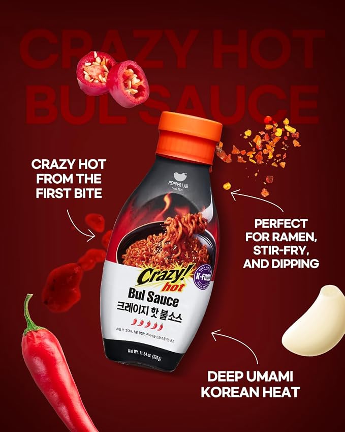 Pepper Lab Korean Spicy BBQ Sauce – Sweet & Spicy Dipping Sauce – Buldak Style Hot Sauce for Meat, Chicken & Noodles (11.64 oz)