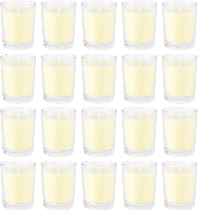 Set of 20 x 2.0 oz Votive Citronella Candles in Glass Cup Decorative Candle Yellow Citronella Tea Lights Indoor Outdoor Patio Scented Candles Bulk…
