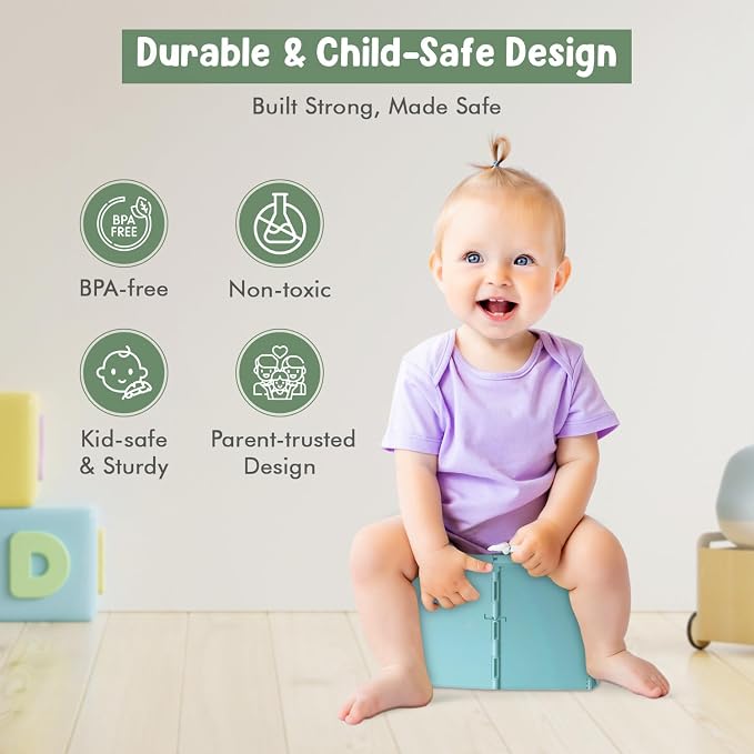 Teo - Portable Toddler Travel Potty – Foldable, Lightweight, Leak-Proof Toilet for Kids with Travel Bag & Disposable Liners – Compact Potty Chair for Home & On-the-Go Use (Sailboat Blue)
