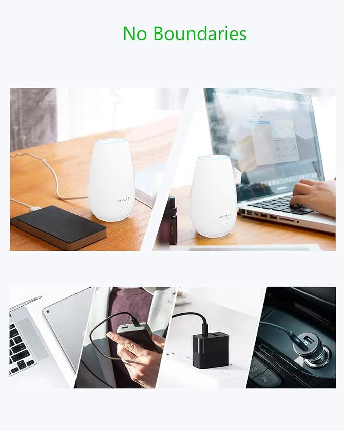 Car Diffuser 2nd Gen, Upgraded Ultrasonic Aromatherapy Oil Diffuser w/Auto Shut-Off & Adjustable Mist Modes, with Built-in USB Cable,Mini Humidifier for Car, Office, Nursery & Travel – White