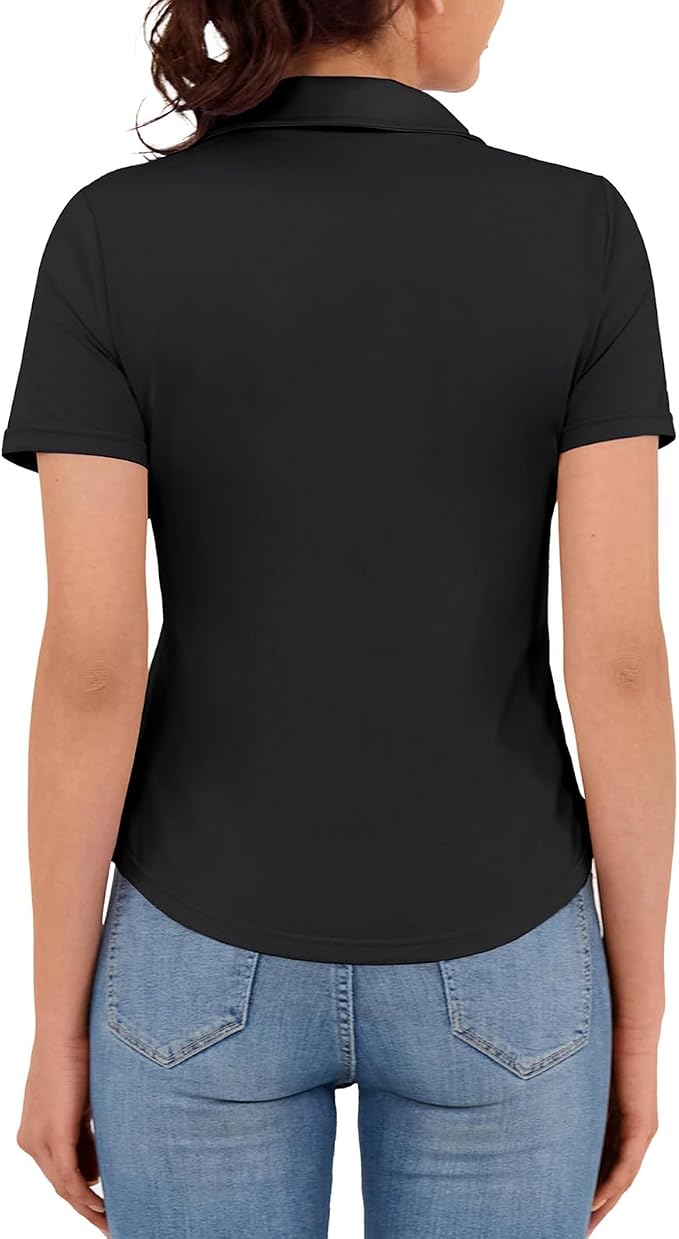 JACK SMITH Women's Golf Polo Shirt V Neck Short Sleeve Tennis Shirt Sun Protection Moisture Wicking Athletic Tops