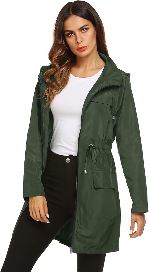 Lomon Women Waterproof Lightweight Rain Jacket Active Outdoor Hooded Raincoat