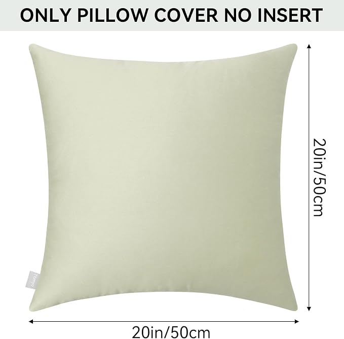 Thmyo 4-Pack 100% Cotton Comfortable Solid Decorative Throw Pillow Case Square Cushion Cover Pillowcase Sublimation Blank Pillow Covers DIY Throw Pillowcase for Sofa Bedroom(20x20 inch/ 50x50cm,Beige)