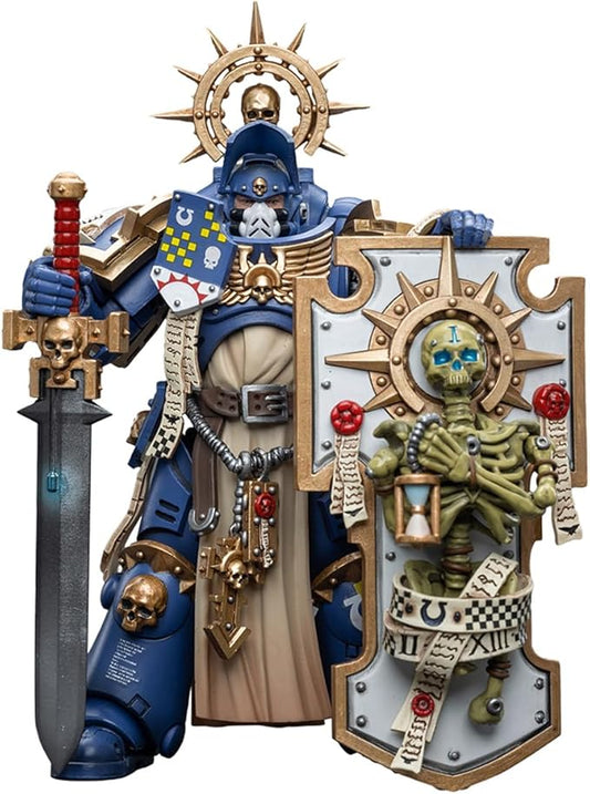 JoyToy Warhammer 40K 1/18 Action Figure Mecha Joy Toy Model Toys Ultramarines Primaris Captain with Relic Shield and Power Sword