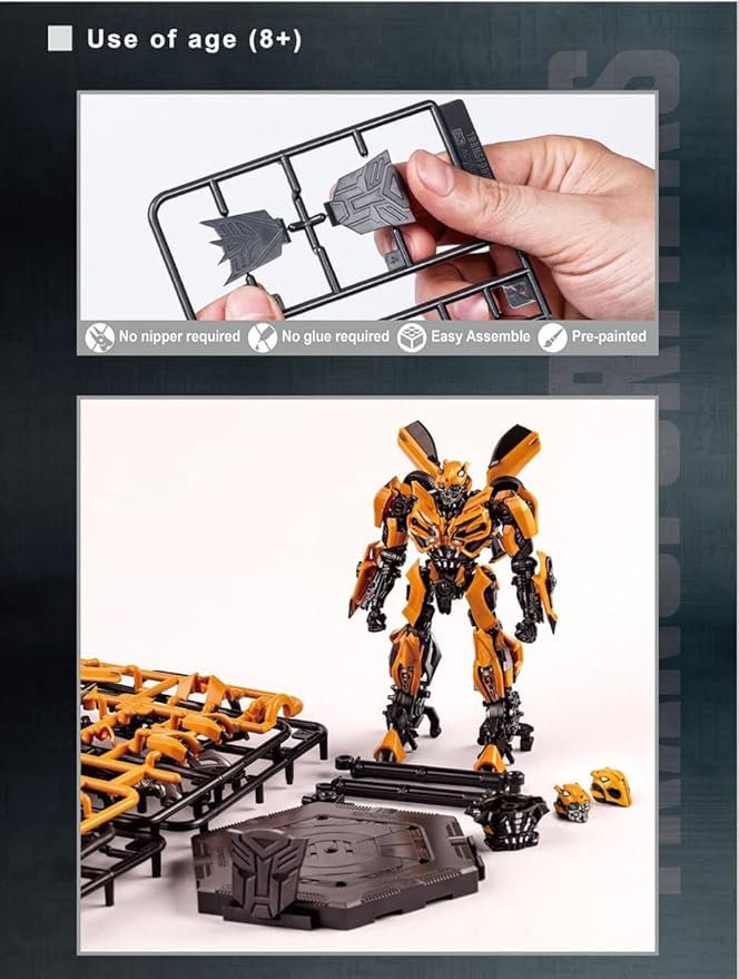 Transformers Bumblebee Camaro Figure Model Kit – Easy to Assemble 3D Articulated Action Pre Painted Collectible Series Toys Hobby 08105