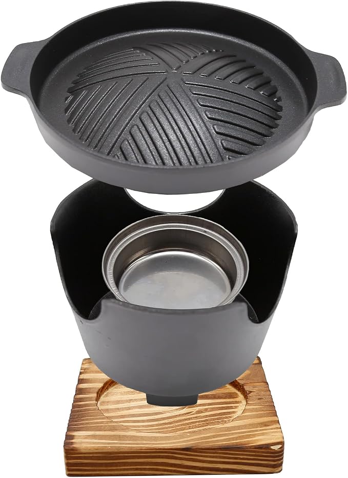 Saihisday Mini Hibachi Grill - Portable Cast Aluminum Korean BBQ Charcoal Grill