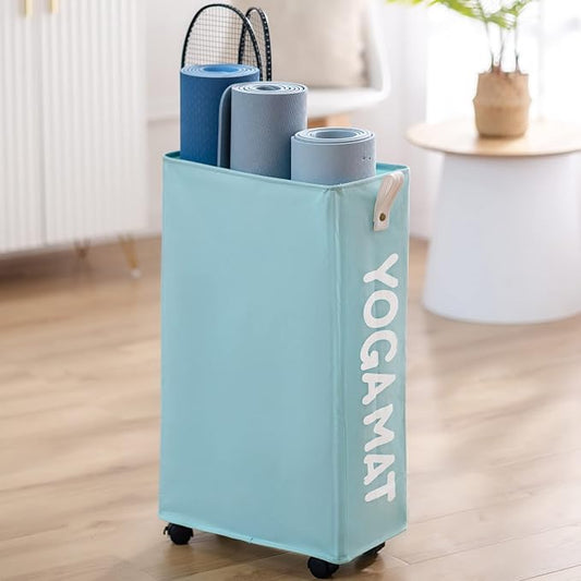 Twira Yoga Mat Storage Racks, Home Gym Storage Rack for Foam Roller, Yoga Strap and Resistance Bands, Workout Equipment Corner Storage Organizer with Wheels