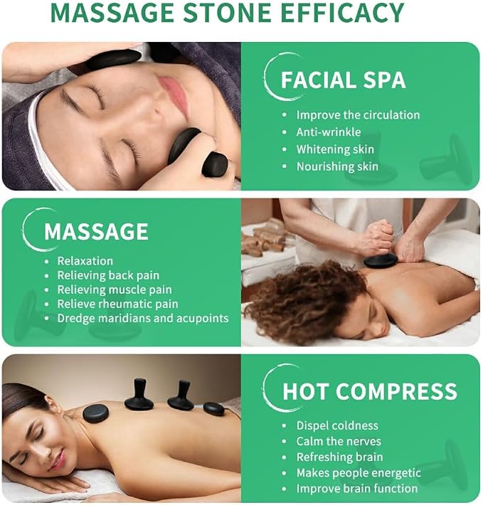 2 Pcs Mushroom Shaped Hot Stones Gua Sha Facial Tools Natural Basalt Stones Hot Rock Massage Tools for Body, Face, Home SPA, Relaxing