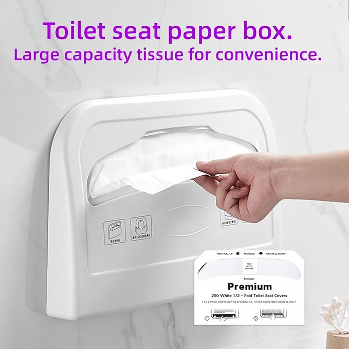 Flushable Toilet Seat Covers - 1000 Pcs, 4 Packs of 250 | Disposable, 14x16.5" Half-Fold | For Airplane, Camping, Public Restrooms | Adult & Kids Potty Training