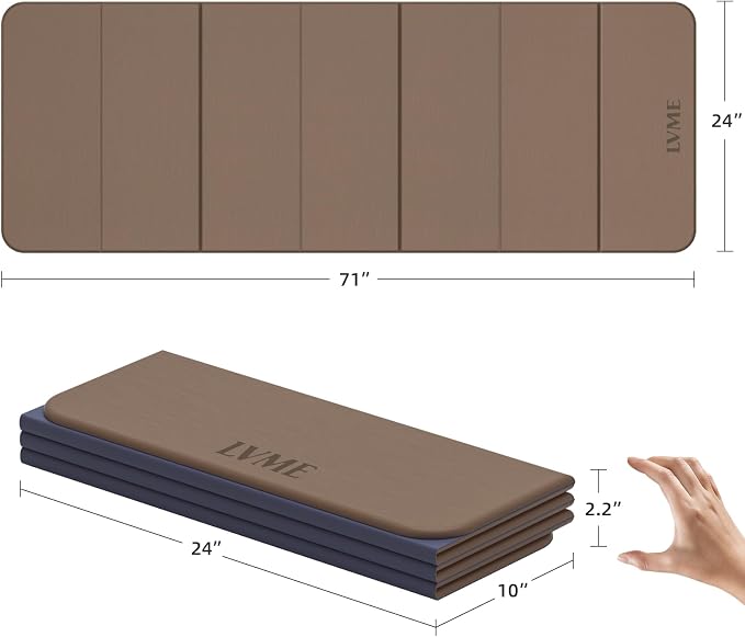 Foldable Yoga Mat 0.32 inches Thick(8mm), SGS Certified POE Material | Non Slip, 71 x 24 inches, Foldable for Travel, Pilates, Camping, Environmental Sports Mat, Odorless