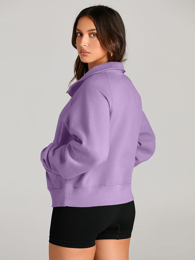 AUTOMET Womens Sweatshirts Half Zip Fleece Pullover Fall Outfits | Fall Fashion Clothes 2026,Cropped Sweatshirts,Cute Y2k Tops,Quarter Zipper Sweater,Winter Loungwear Outfits