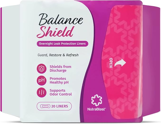 NutraBlast Balance Shield Panty Liners - Discharge & Odor-Proof Layers (180mm, 20-Pack)