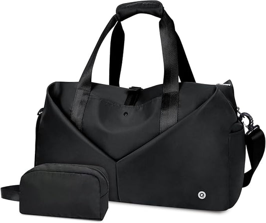 Ceneda 20" Gym Bag for Women with Wet Pocket & Shoe Compartment, Lightweight Duffel Waterproof Carry On Duffle for Travel, Yoga, Overnight (Black)