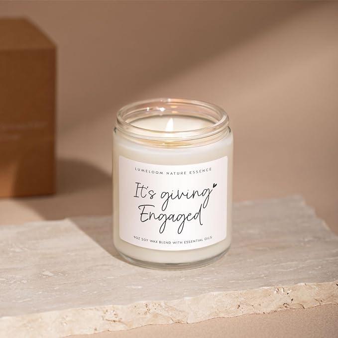 LUMELOOM Engagement Gifts for Couples, Bride Gifts, 9oz Lavender Scented Soy Wax Candle, Best Engaged Candle for Women, Bride to be, Fiance, Bachelorette, Engagement Party Decorations