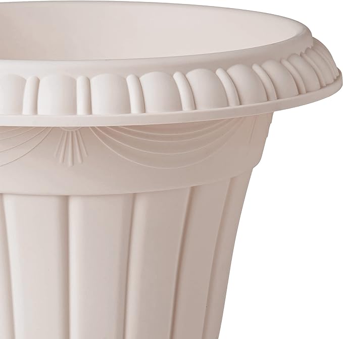 Arcadia Garden Products PL00TP Classic Traditional Plastic Urn Planter, 16" x 18", Taupe