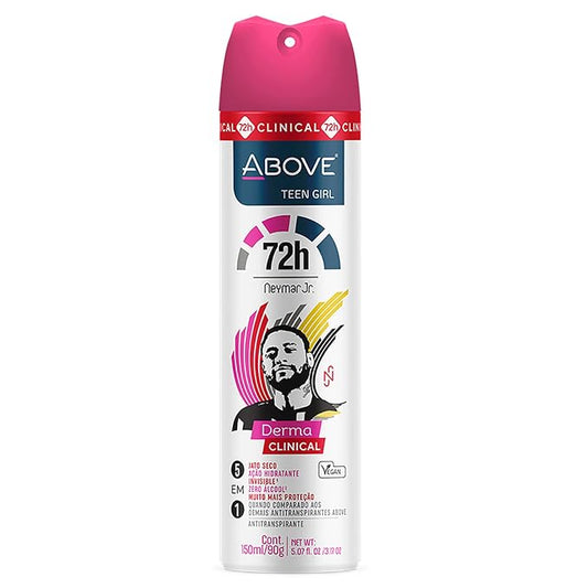 ABOVE 72 Hours Derma Clinical Antiperspirant Deodorant, Neymar Jr Teen Girl, 3.17 oz - Deodorant for Teens - Red Fruits and Vanilla Notes - Dry Spray