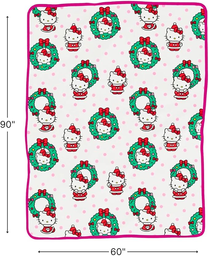 Franco Collectibles Sanrio Hello Kitty Holiday Christmas Blanket, Super Soft Cozy Plush, 60 in x 90 in, (Officially Licensed Product)