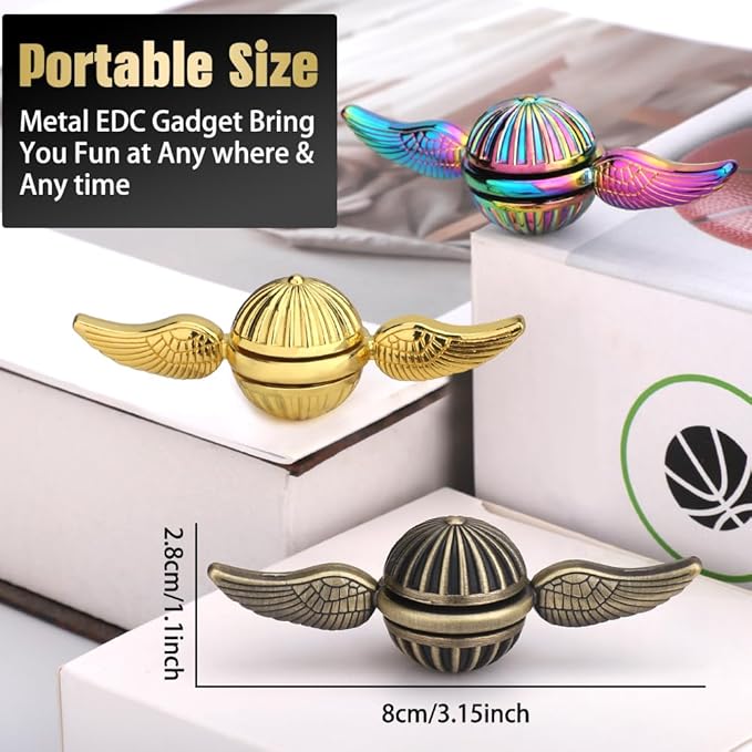 Cool Fidget Spinner for Kids Adults, Magic Ball Finger Hand Spinner Toys Stress Relief Ball Sensory Toy, Metal Fingertip Gyro Birthday Gift Stocking Stuffer for Boys Girls, Golden Decortion
