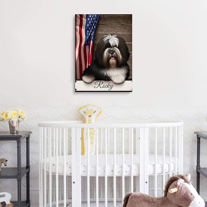Custom Wooden Jigsaw Puzzles with Your Dog's Name on Tibetan Terrier Art Print - 300 500 1000PCS Puzzles Game and Home Wall Decor