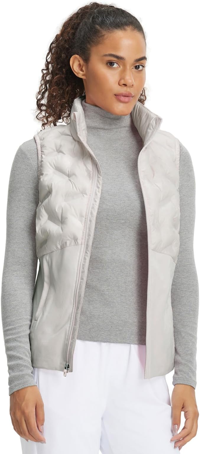 Puffer Vests Womens Lightweight Stand Collar Slim Fit Winter Sleeveless Jacket for Women with Golf Hiking