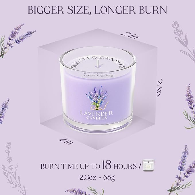 CHILLFLAME Lavender Candle, Scented Candles Gift Set for Stress Relief, 6 Candles for Women and Men, Birthday Candle Gifts for Women, Candles Gifts for Women (Purple, 14 oz)