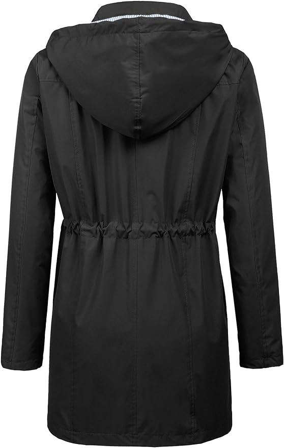 LOMON Raincoat Women Waterproof Long Hooded Trench Coats Lined Windbreaker Travel Jacket S-XXL