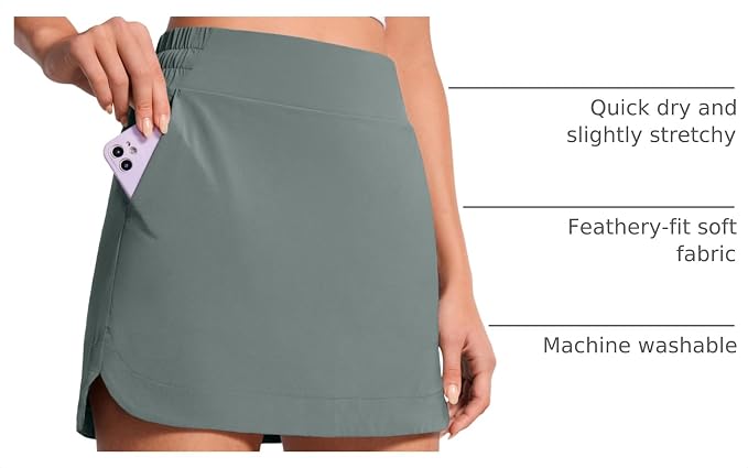 CRZ YOGA High Waisted Dolphin Golf Skirt | Built-in Shorts with Pockets, Quick-dry, Tennis, A Line, Mini, Skort for Women
