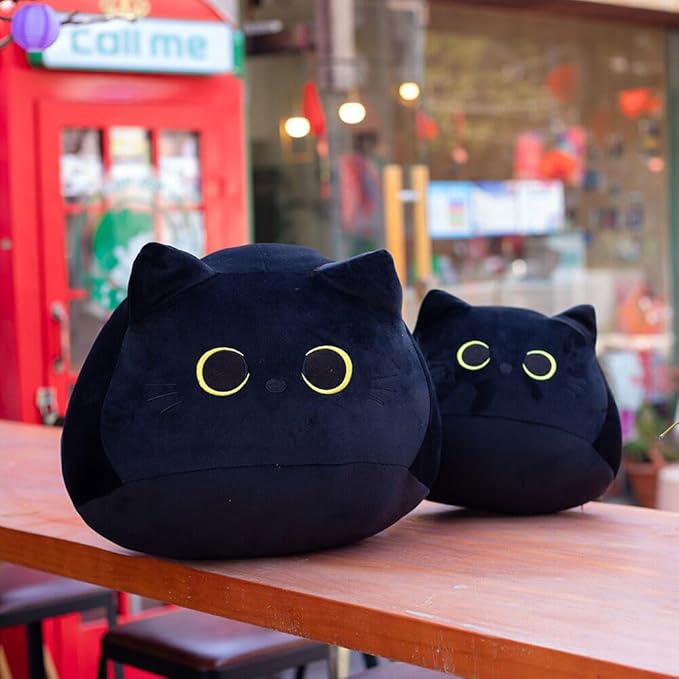 Cat Stuffed Animal Cute Cat Plush Doll Toy （Including Tail 7.8 inch） for Girls Boys Christmas(Black cat 20cm)