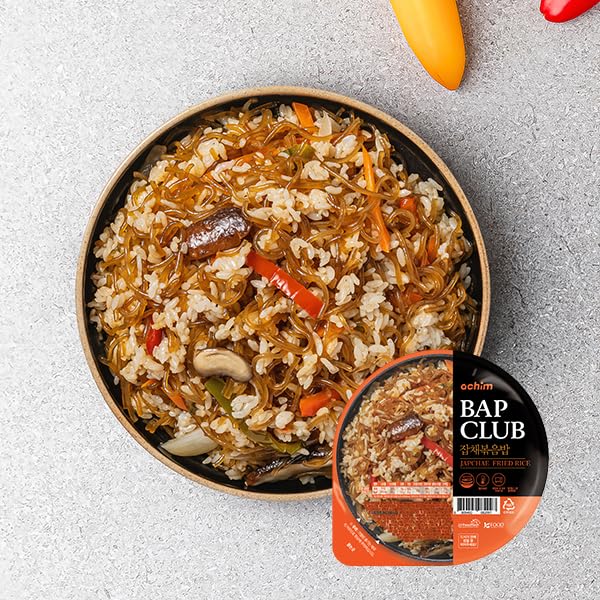 Japchae Fried Rice Bowls, Korean Glass Noodle Veggie Stir Fry Rice, 12 Pack