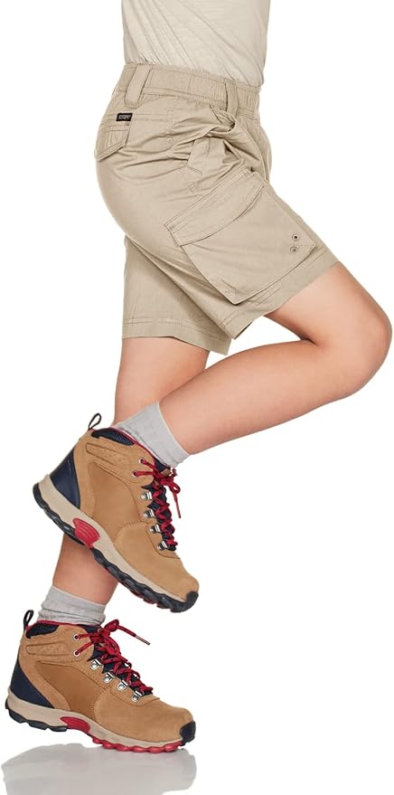 CQR Kids Youth Pull on Cargo Shorts, Outdoor Camping Hiking Shorts, Lightweight Elastic Waist Athletic Short with Pockets