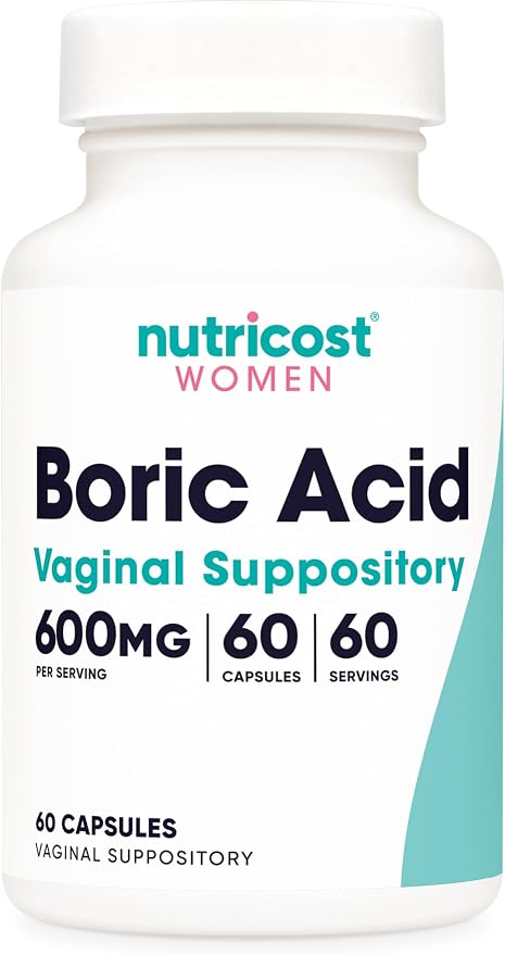 Nutricost Boric Acid (600mg) 60 Capsules GMO-Free | Vaginal Suppository for Women