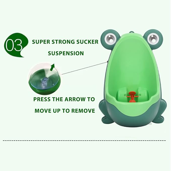 Frog Potty Training Urinal, Cute Frog Shape Cute Toddler Urinal Potty Training Urinal for Boys with Funny Aiming Target (Green)