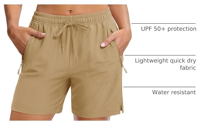 MAGCOMSEN Women's 5" Hiking Shorts UPF 50+ Quick Dry Lightweight Athletic Running Golf Summer Casual Shorts with Pockets