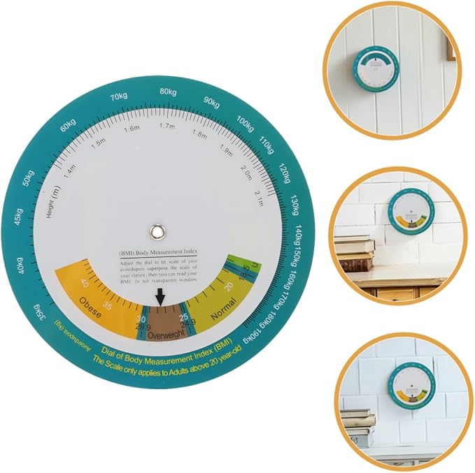 Ipetboom 2pcs Bmi Body Index Wheel Calculator Wall Mounted Health Tracker for Height Weight and Bmi Measurements Management Tool for Home Gym Use