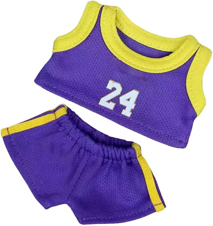 17cm Doll Rabbit Bunny Clothes, Cool Sports Basketball Football Theme T-Shirts Shorts Suit, Soccer-Inspired Athletic Uniform Outfit for Dress Up, Doll Costume Cosplay Fashion Dresses -NO.24