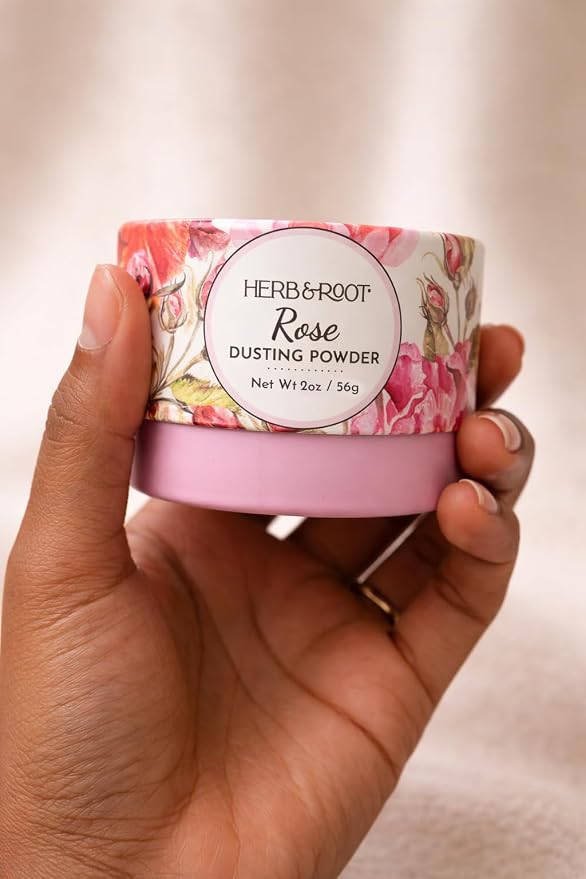 Rose Dusting Powder (2 oz Travel Size) – Talc-Free Body Powder with Arrowroot & Magnesium for Odor & Moisture – Soothing Anti-Chafe Powder for Underarms, Bra Line & Body – Made in USA