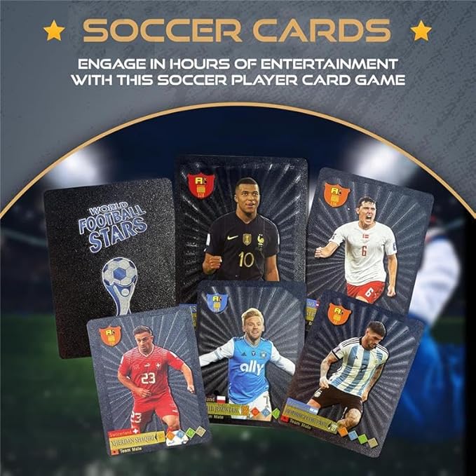 2026-27 Playing Soccer Cards | 55 Non-Duplicate Cards Per Pack | Fixed Card Set | Unforgettable Moment for Friends, Siblings & Soccer Fans | Printed on Premium Paper – Black – Not Original