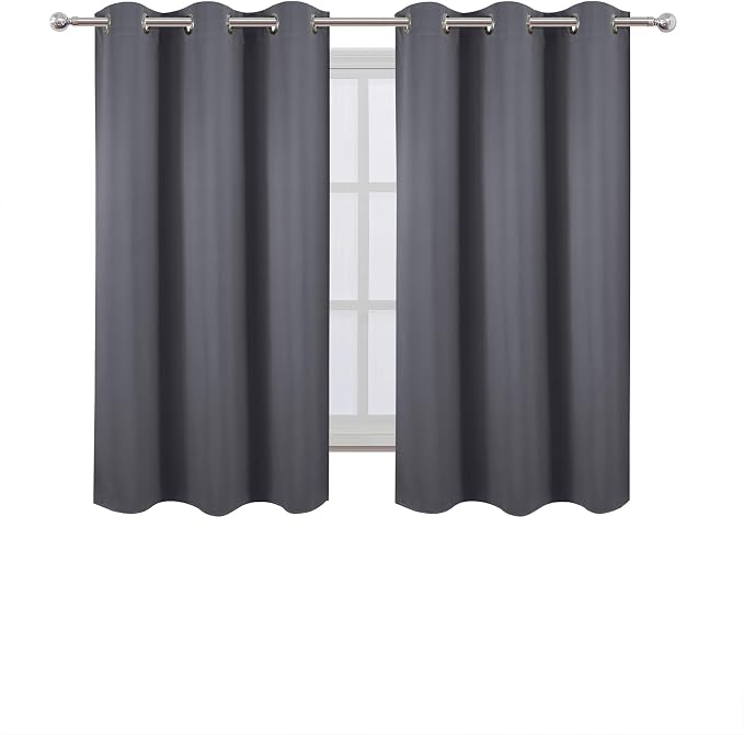 LEMOMO Grey Blackout Curtains 34 x 63 Inch Length/Set of 2 Curtain Panels/Thermal Insulated Room Darkening Blackout Curtains for Bedroom