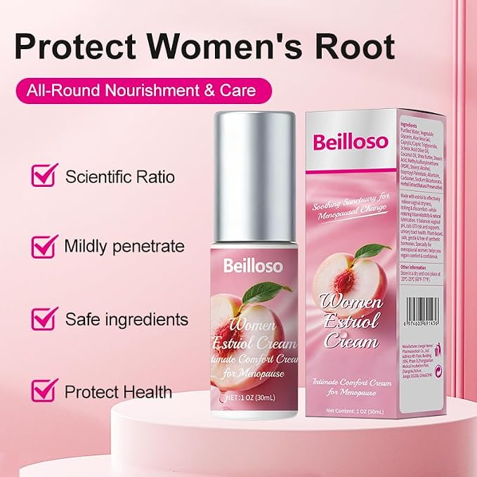 Women's Bioidentical Estriol Cream, Silky Peach, 1 oz | Intimate Moisturizer, pH-Balanced Feminine Care, Menopause Comfort & Hydration, Soothes Dryness, 2 Month Supply