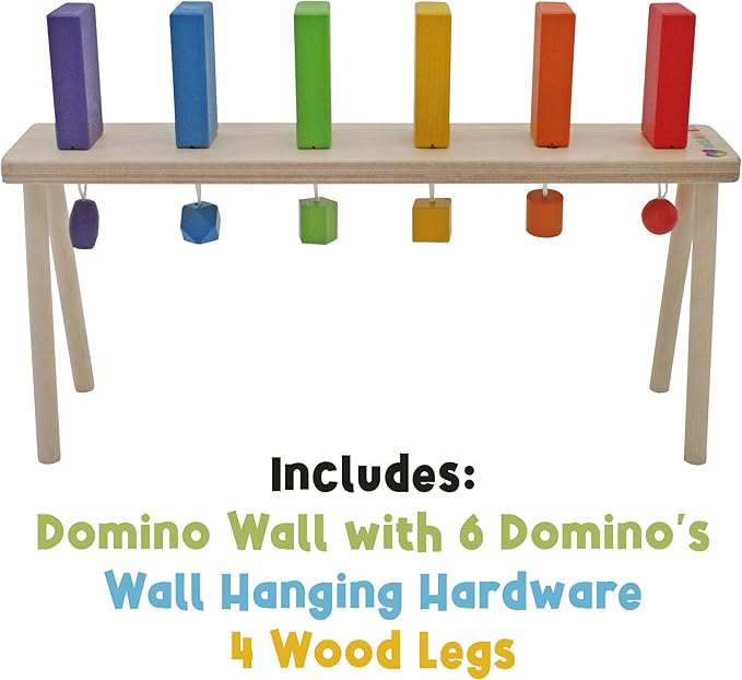 Wooden Falling Domino Wall/Stand; Colorful Toppling Domino Blocks for Kids