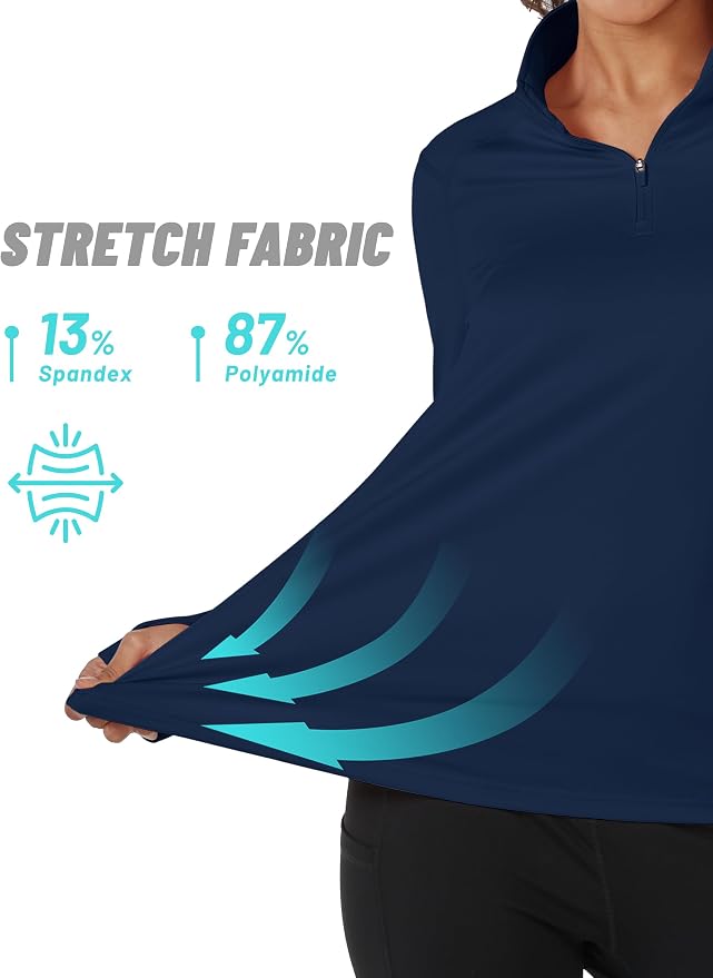 TACVASEN Women's Quarter Zip Sweatshirt Fleece Long Sleeve Workout Pullover | Lightweight Breathable Thermal Fabric,Mock Neck Design,Athletic Tops,Ideal for Gym Running Activities