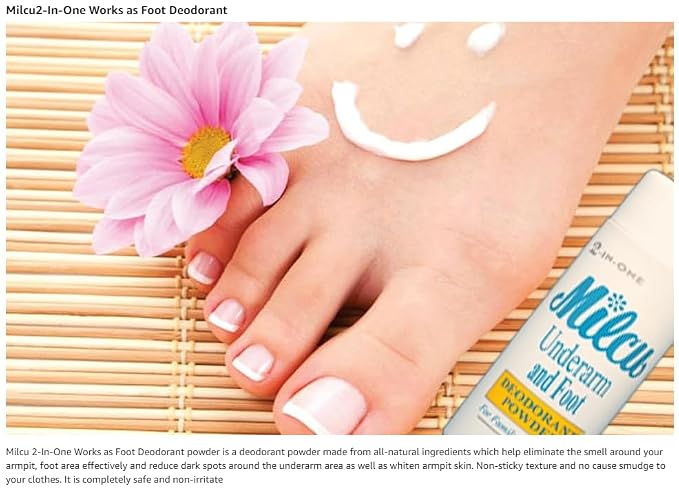 Underarm & Foot Deodorant Powder 80 grams Large Size by Milcu