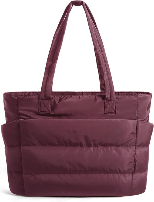 BAGSMART Tote Bag for Women, Lightweight Puffy Tote Bag with Compartments Shoulder Bag Handbag for Travel, Work, Gym | Lightweight